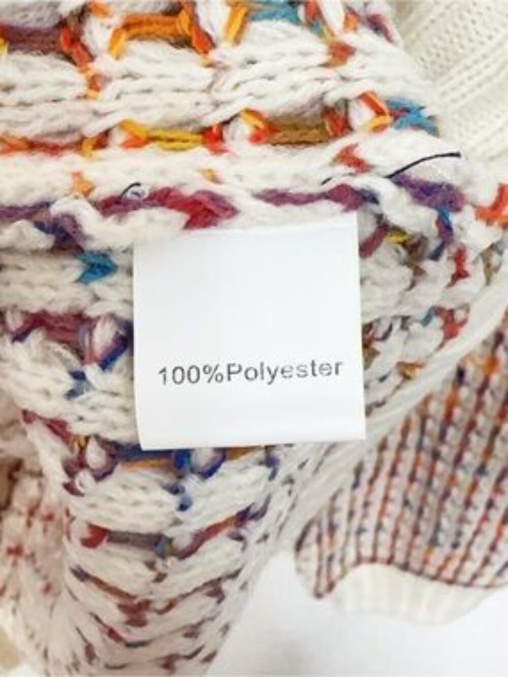 NWOT Miss Sparkling Multicolor Rainbow Marled Open Knit V Neck Oversized Sweater - Picture 4 of 6